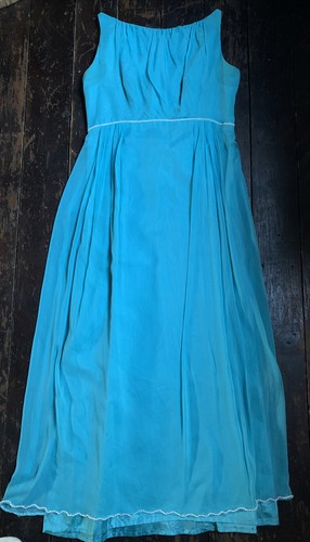 Vtg 60s blue pearl beaded - blue,