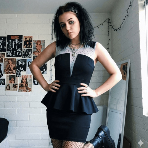 Deb studded mesh peplum dress - mesh,