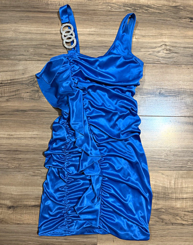 Deb blue solid satin scoop - blue,