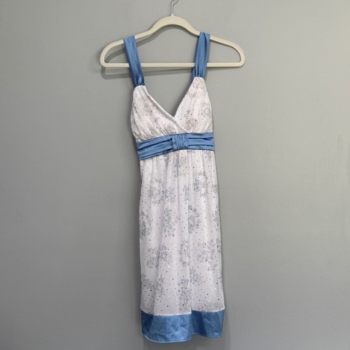 Deb white blue sequin empire - white,