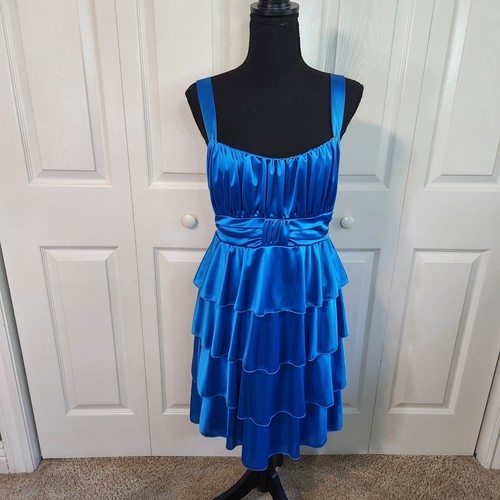 Deb electric blue satin tiered - deb,