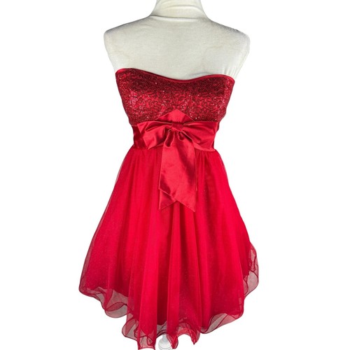 Deb red strapless formal party - strapless,