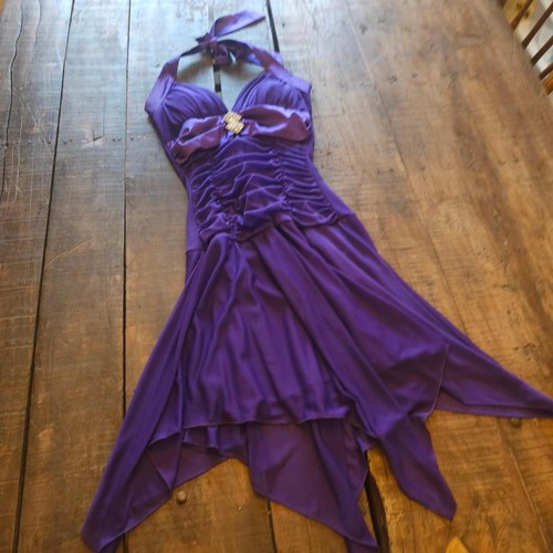 Deb y2k purple halter dress - purple, w/