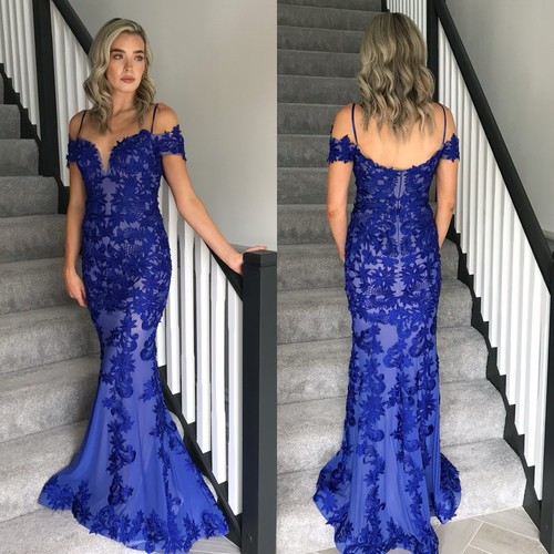 Royal blue lace formal - blue,